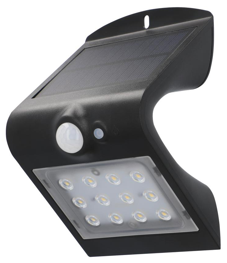 uniTEC Solar-LED-Wandleuchte mit Bewegungsmelder, schwarz von uniTEC Elektro