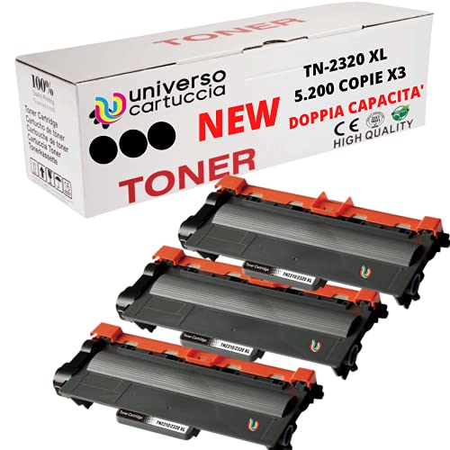 Universo Cartuccia Toner komp. Brother TN 2320 XL 5200 Kopien, für MFCL2700DW MFCL2700DN MFCL2720DW MFCL2740DW DCPL2500D HLL2300D HLL2340DW HL L2340DW HL 2365DW HL L2370DN (3 x TN2320 XL) von universo cartuccia