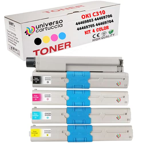 UniversoPatrona® Kit 4 Toner New kompatibel für OKI C310 - C310N - C310dn - C330 - C331 - C510 - C511 - C330dn - C530dn - C531 - C351 - MC351DN - MC352 - MC361 - MC362 - MC561 - MC562dn-MC562dnw von universo cartuccia