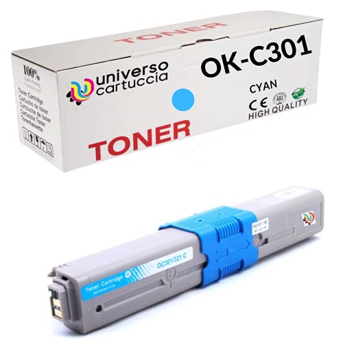 UniversoPatrona® Kompatibler Toner No OEM für Drucker C301 C321 MC332 MC342 5 Toner kompatibel für Oki C301dn C321dn MC332dn MC342dn MC342dnw MC342dw MC342w C301 CYAN von universo cartuccia