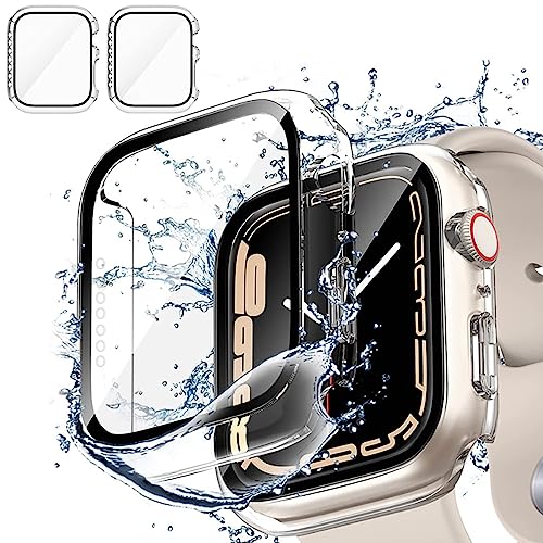 2 Pièces Transparent PC Coque Compatible Avec Apple Watch Serie Watch 40mm Series 6 5 4 Se Avec Protection ecran en Verre Trempé,HD Clair Ultra Mince Anti-Choc Protection iWatch (40mm) von unnderwiss