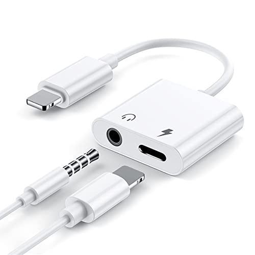 unnderwiss 2-in-1 Lightning Kopfhörer Adapter 【MFi Zertifiziert】 iPhone auf Klinke 3.5 Adapter AUX Audio Kabel Splitter Kopfhöreranschluss Adapter Kompatibel mit iPhone 14/13/12/11/XS/XR/8/7 von unnderwiss