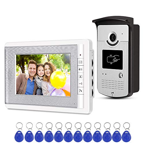 uoweky Gegensprechanlage für Haus, Video, RFID, Zutrittskontrollsystem, 1 Kamera, 1 Monitor, 7 Zoll, TFT-Farbbildschirme, EM-Sperre, Entriegelung + 10 Blaue ID-Schlüsselanhänger (1 Kamera, 1 Monitor) uoweky Gegensprechanlage für Haus, Video, RFID, Zutrittskontrollsystem, 1 Kamera, 1 Monitor, 7 Zoll, TFT-Farbbildschirme, EM-Sperre, Entriegelung + 10 Blaue ID-Schlüsselanhänger (1 Kamera, 1 Monitor) von uoweky