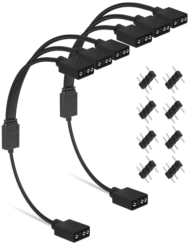 upHere Gaming 1-zu-3 ARGB Splitter-Kabel,ARGB-Kabel,5V 3-poliges adressierbares RGB Verlängerungskabel,ARGB LED-Sync-Kabel für Computergehäuse,CPU-Kühler und 5V RGB Lüfter,PC Kabel RGB(2er-Pack) von upHere gaming