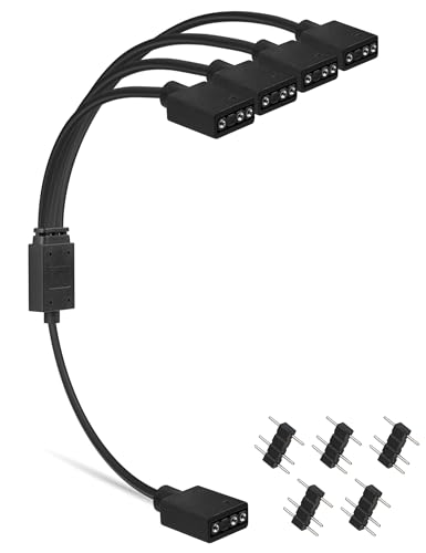 upHere Gaming 1-zu-4 ARGB Splitter-Kabel,ARGB-Kabel,5V 3-poliges adressierbares RGB Verlängerungskabel,ARGB LED-Sync-Kabel für Computergehäuse,CPU-Kühler und 5V RGB Lüfter,PC Kabel RGB(1 Packung) von upHere gaming