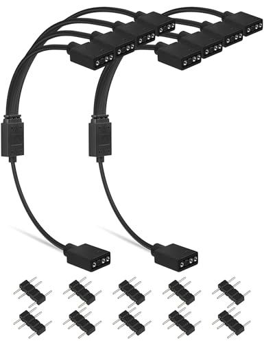 upHere Gaming 1-zu-4 ARGB Splitter-Kabel,ARGB-Kabel,5V 3-poliges adressierbares RGB Verlängerungskabel,ARGB LED-Sync-Kabel für Computergehäuse,CPU-Kühler und 5V RGB Lüfter,PC Kabel RGB(2er-Pack) von upHere gaming