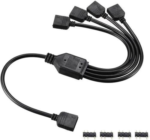 upHere gaming ARGB Splitter 1zu 4 Splitterkabel Y-Kabel 5V 3PIN ADRESSABLE RGB,Splitter für Gehäuselüfter Splitterkabel Verlngerung,Schwarz，30cm von upHere gaming