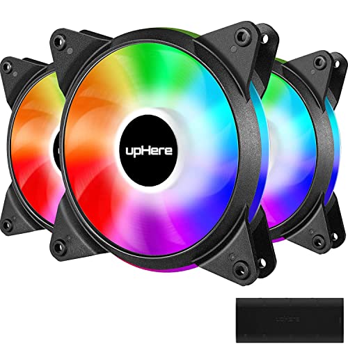 Uphere 4-Pin Pwm Rgb Led Lüfter 120Mm Super-Leise 3Er-Pack-Supanschlüsse Asus Aura Sync / Gigabyte Rgb Fusion / Msi Mystic Licht Sync / Asrock Polychrome Sync-T7Syc7-3 von upHere