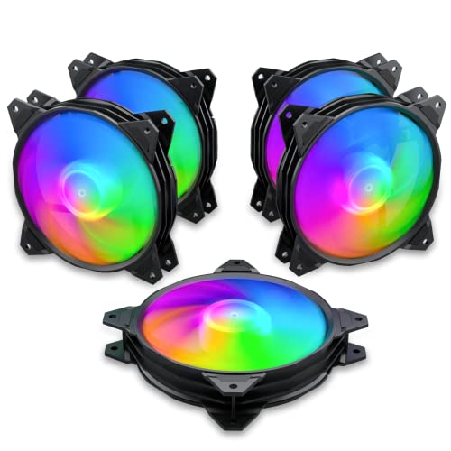 upHere 120 mm RGB LED Lüfter für Computergehäuse, leise, mit Fernbedienung, 5 Stück (PF1206-5) von upHere