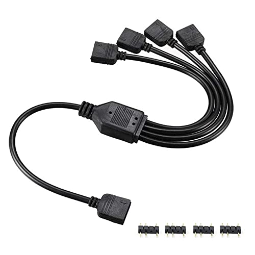 upHere 3Pin ARGB 1 bis 4 RGB Kabel Splitter Stecker für LED-Streifen -30 cm mit männlichen Pin, 53 ARGB von upHere