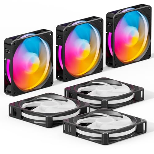 upHere Gaming U2C ARGB PC Lüfter, 5V ARGB SYNC PWM Silent 120mm Gehäuselüfter, All-in-One Daisy Chain 2000RPM 77.93CFM 25dB(A) Computer-Kühlung Lüfter für PC-Gehäuse, CPU-Kühlung, 6er-Pack von upHere