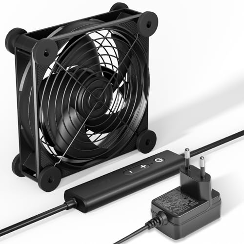 upHere Lüfter, 220 V, PC-Lüfter, 120 mm, sehr leise, AC 12 V, Doppel-Rollerball, mit Geschwindigkeitsregler, fünf verstellbar, für PC/Playstation/TV Box, 1 Stück (U2DC1-1) von upHere