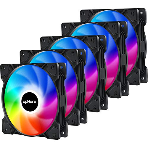 upHere SYNC Adressierbarer RGB-LED-Gehäuselüfter, hoher Luftstrom, leise, Gehäuselüfter für PC-Gehäuse, CPU-Kühler und Heizkörper, SR12-07-5 von upHere
