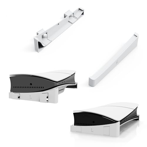 Horizontaler Ständer für PS5 Slim, Spielkonsole Basis Ständerhalter Zubehör kompatibel für PS5 Slim Disc&Digital Edition, Schreibtischständer Halterung mit Nom-Slip Pads (weiß) von uprgk