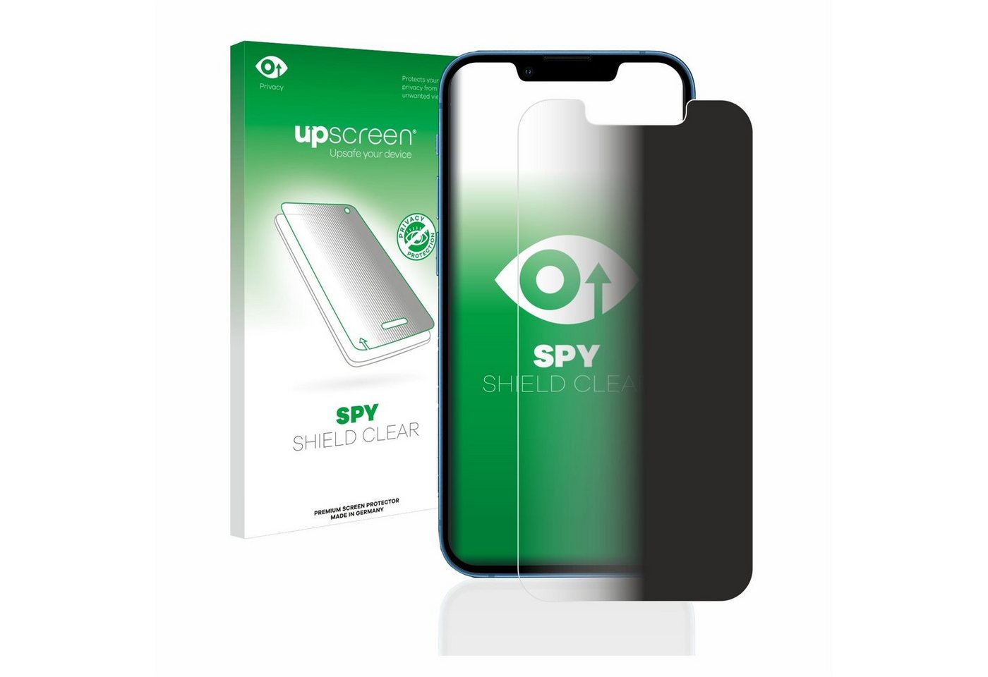 upscreen Blickschutzfolie für Apple iPhone 13 mini, Displayschutzfolie, Blaulichtfilter Privacy Folie Schutzfolie Sichtschutz klar Anti-Spy von upscreen