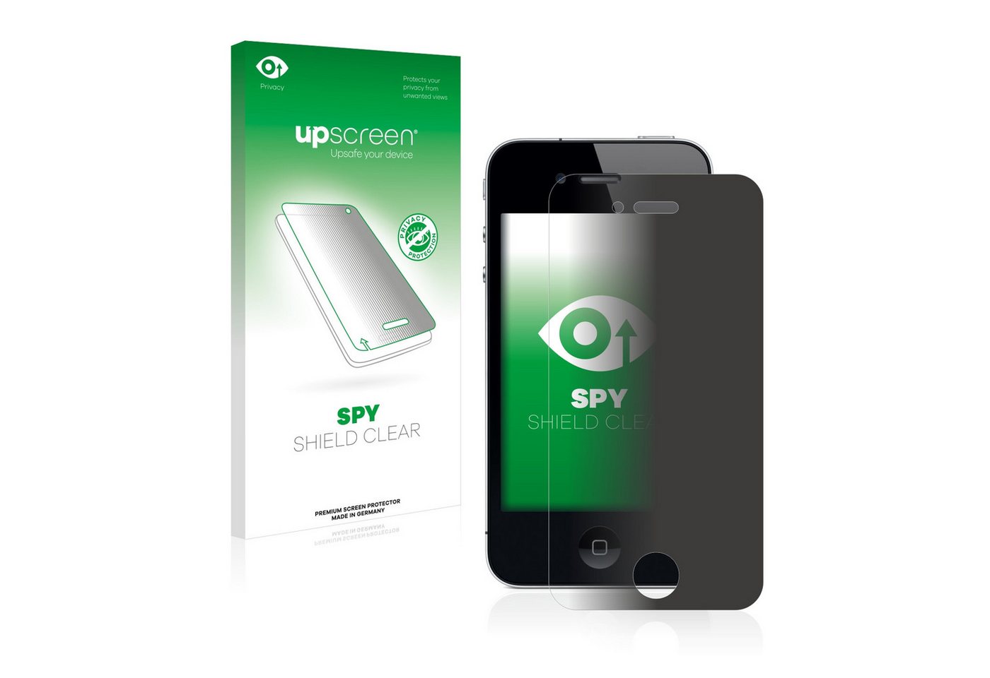 upscreen Blickschutzfolie für Apple iPhone 4, Displayschutzfolie, Blaulichtfilter Privacy Folie Schutzfolie Sichtschutz klar Anti-Spy von upscreen