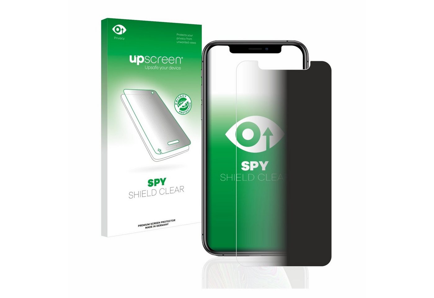 upscreen Blickschutzfolie für Apple iPhone Xs, Displayschutzfolie, Blaulichtfilter Privacy Folie Schutzfolie Sichtschutz klar Anti-Spy von upscreen