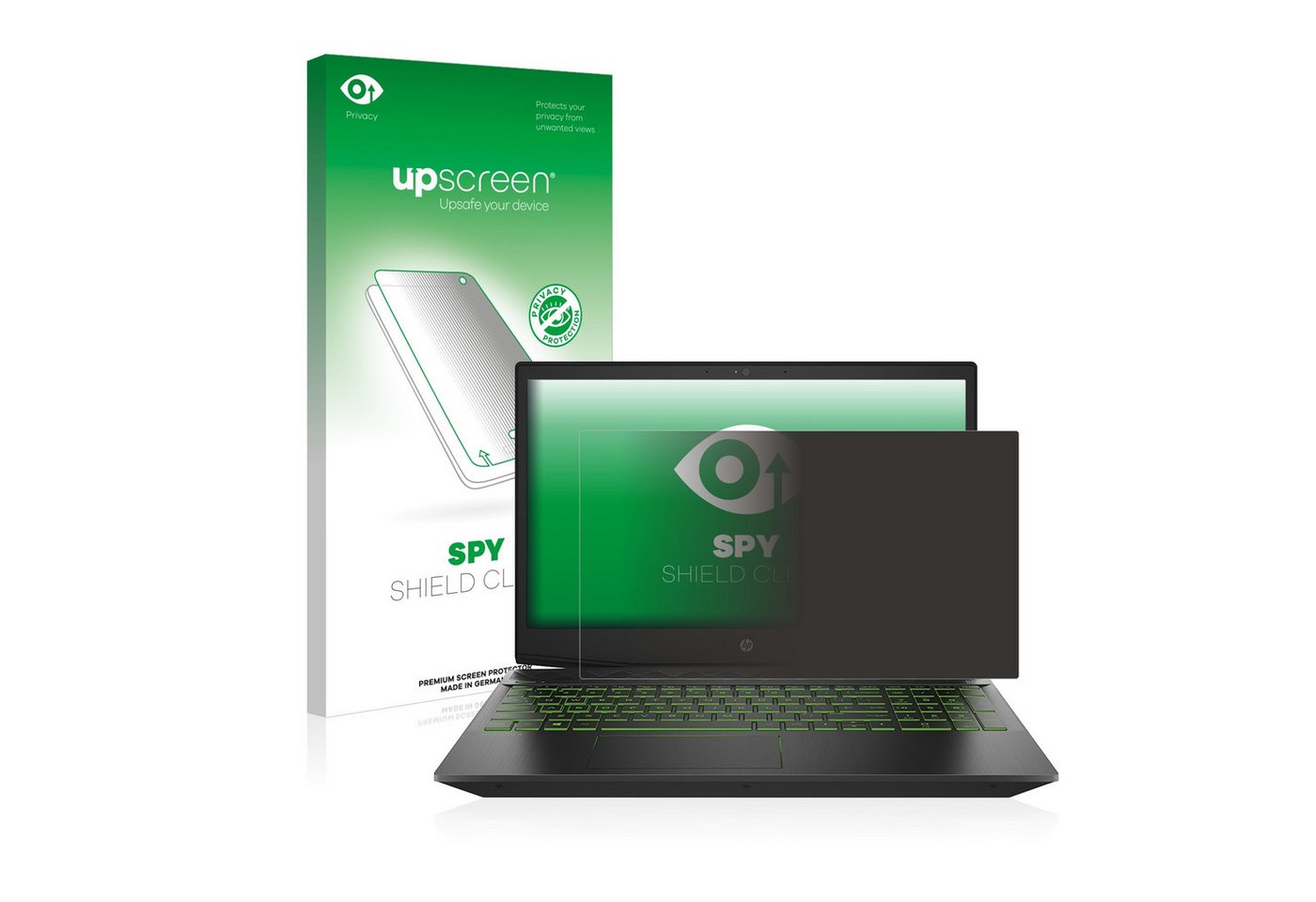 upscreen Blickschutzfolie für HP Pavilion 15-cx0203ng, Displayschutzfolie, Blaulichtfilter Privacy Folie Schutzfolie Sichtschutz klar Anti-Spy von upscreen