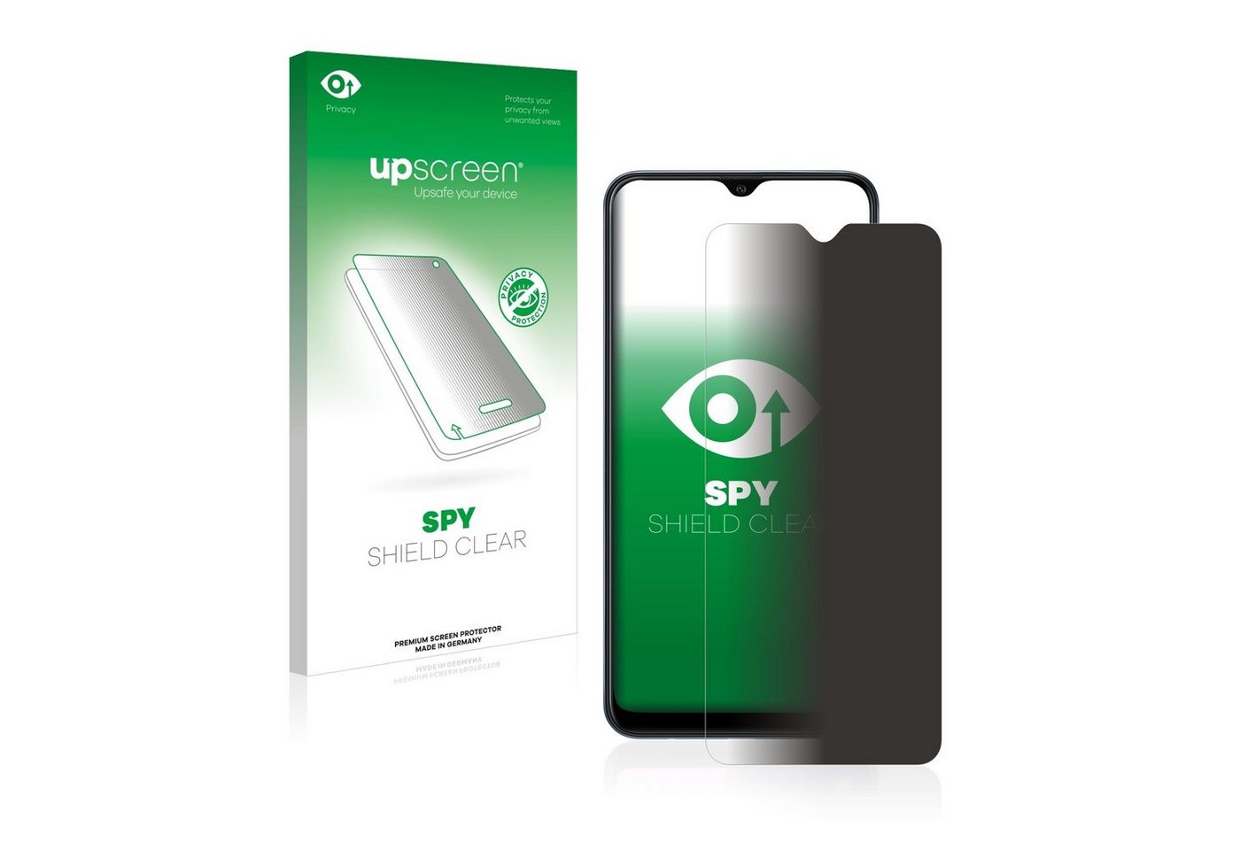 upscreen Blickschutzfolie für Samsung Galaxy A10, Displayschutzfolie, Blaulichtfilter Privacy Folie Schutzfolie Sichtschutz klar Anti-Spy von upscreen