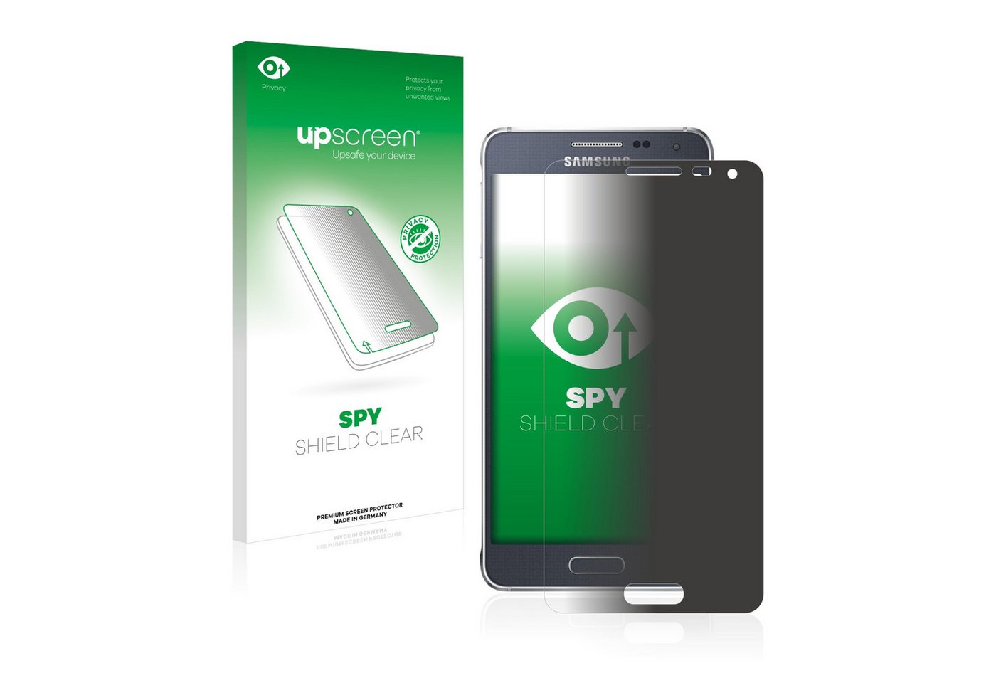 upscreen Blickschutzfolie für Samsung Galaxy Alpha SM-G850F, Displayschutzfolie, Blaulichtfilter Privacy Folie Schutzfolie Sichtschutz klar Anti-Spy von upscreen