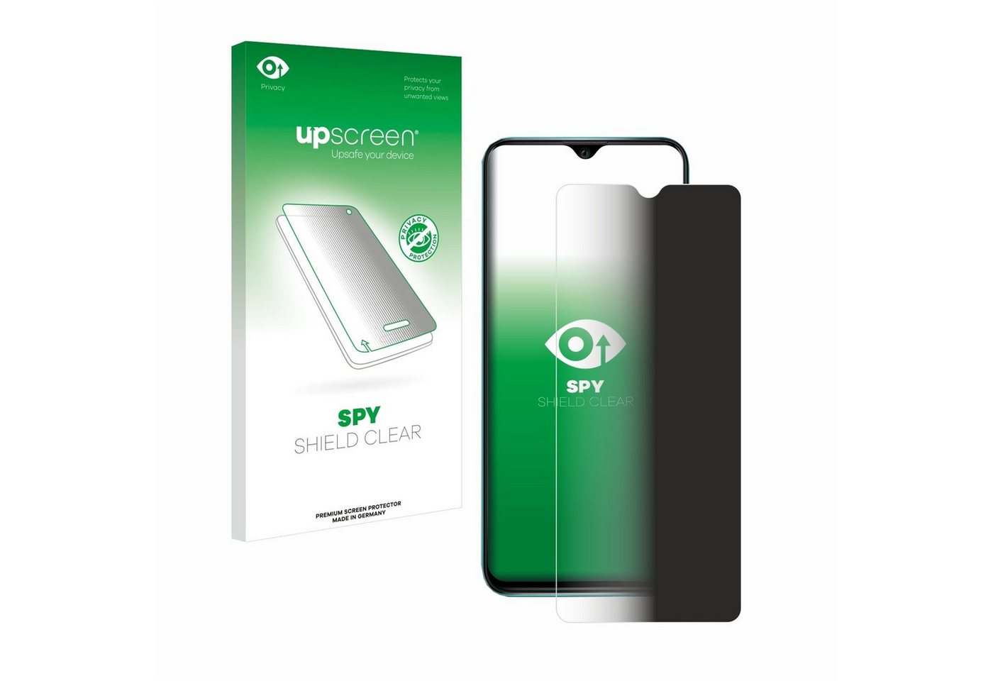 upscreen Blickschutzfolie für Wiko Power U20, Displayschutzfolie, Blaulichtfilter Privacy Folie Schutzfolie Sichtschutz klar Anti-Spy von upscreen