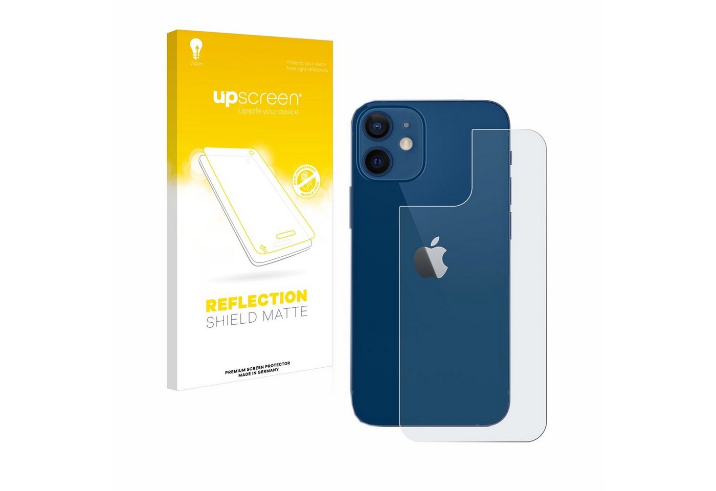 upscreen Displayschutzfolie Schutzfolie für Apple iPhone 12 (Rückseite), Displayschutz Schutz Folie Matt Entspiegelungsfolie von upscreen