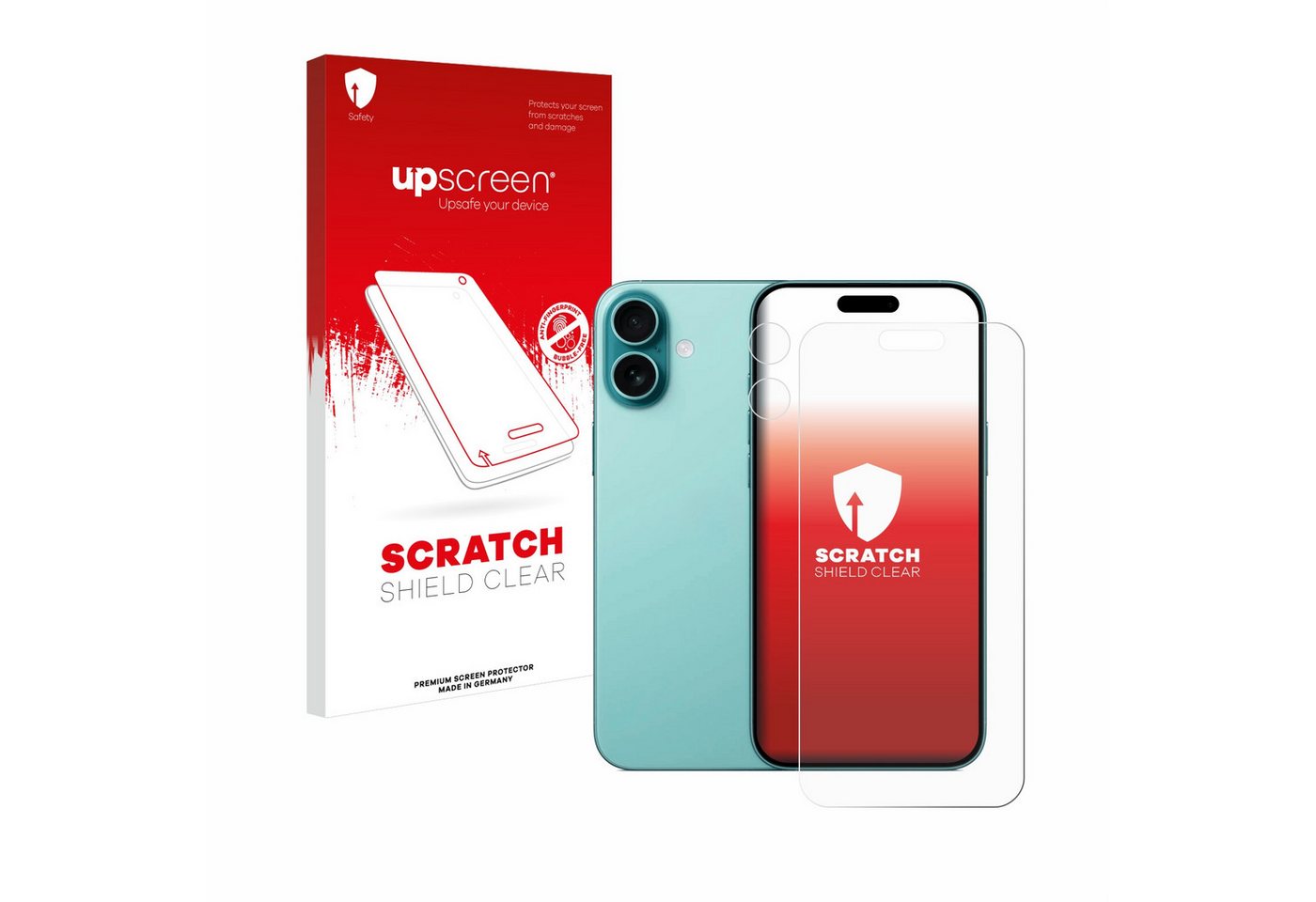 upscreen Displayschutzfolie Schutzfolie für Apple iPhone 16 Plus (Display+Kamera), Displayschutz Schutz Folie Klar Transparent von upscreen