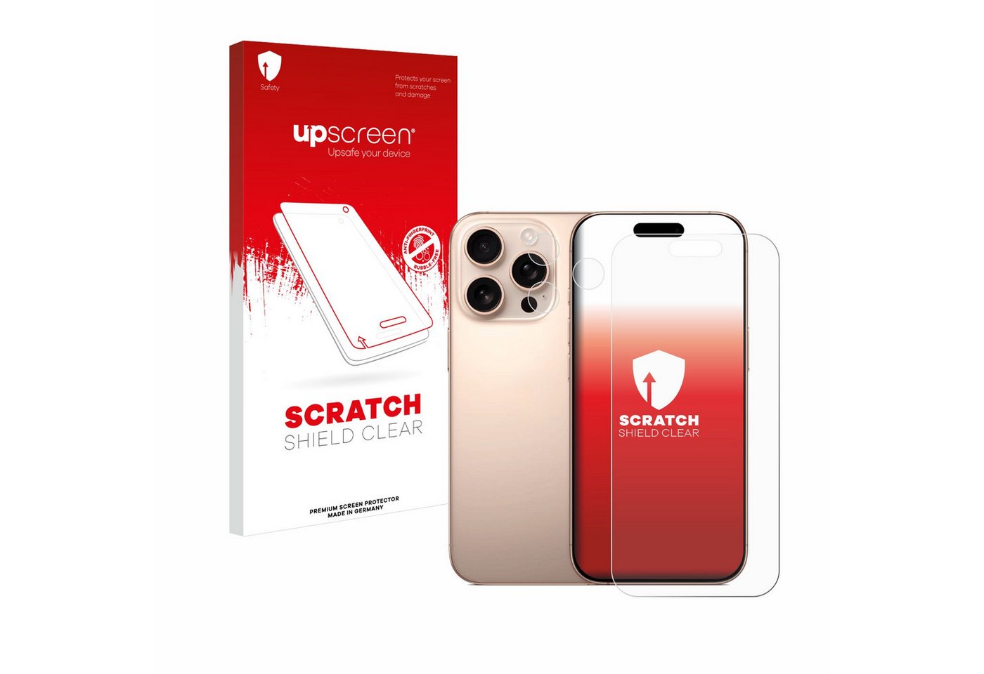 upscreen Displayschutzfolie Schutzfolie für Apple iPhone 16 Pro (Display+Kamera), Displayschutz Schutz Folie Klar Transparent von upscreen