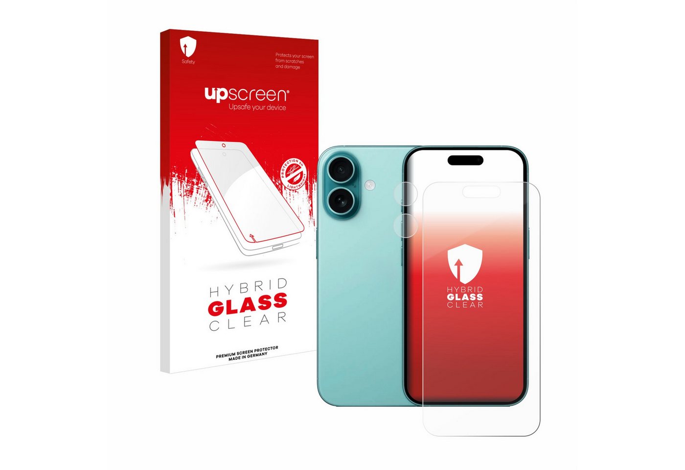 upscreen Displayschutzglas Schutzglas für Apple iPhone 16 (Display+Kamera), Schutzfolie Display Schutz Glas Folie klar von upscreen