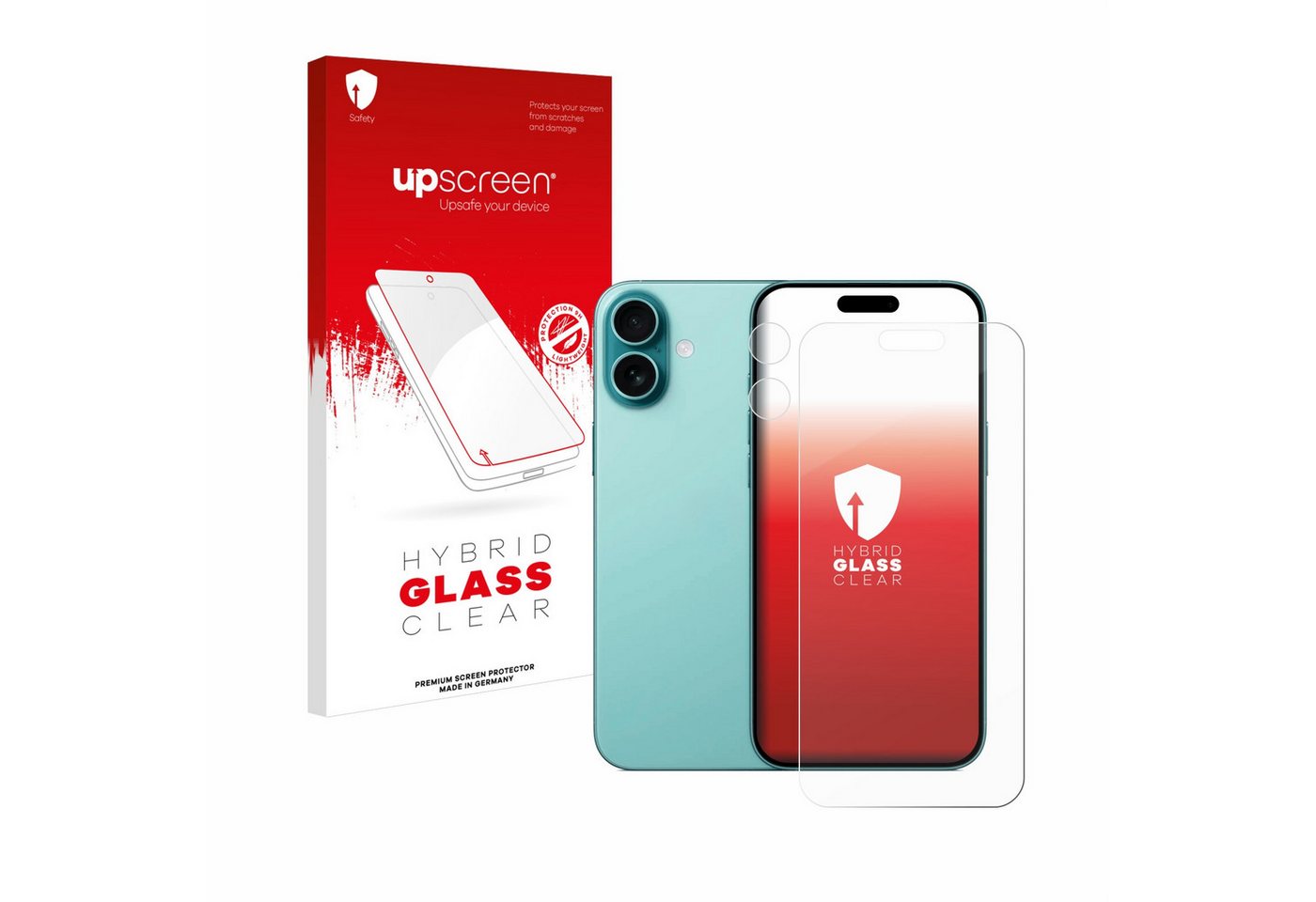 upscreen Displayschutzglas Schutzglas für Apple iPhone 16 Plus (Display+Kamera), Schutzfolie Display Schutz Glas Folie klar von upscreen