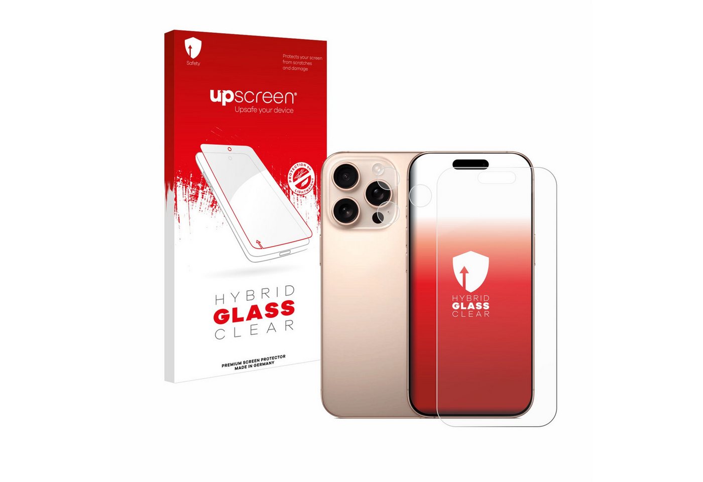 upscreen Displayschutzglas Schutzglas für Apple iPhone 16 Pro (Display+Kamera), Schutzfolie Display Schutz Glas Folie klar von upscreen