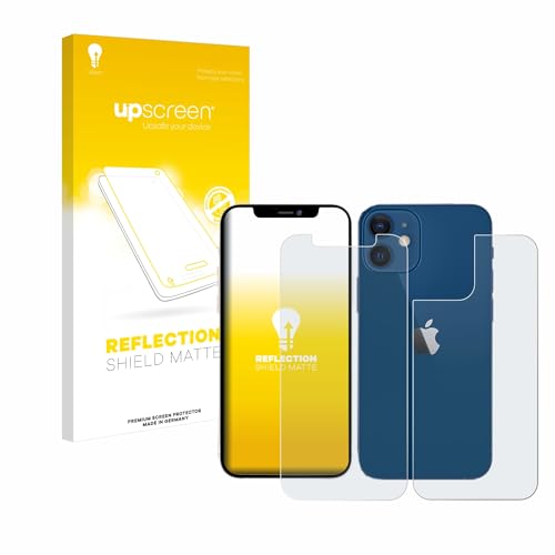 upscreen Entspiegelungs-Schutzfolie für Apple iPhone 12/12 Pro (Vorder + Rückseite) Displayschutz-Folie Matt [Anti-Reflex, Anti-Fingerprint] von upscreen