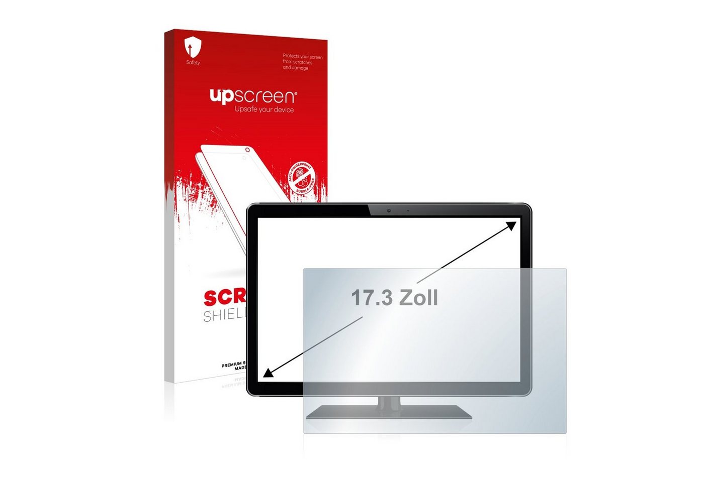 upscreen Schutzfolie für 43.9 cm (17.3 Zoll) [383 x 215 mm], Displayschutzfolie, Folie klar Anti-Scratch Anti-Fingerprint von upscreen