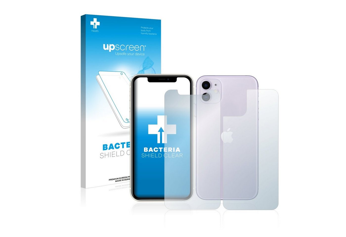 upscreen Schutzfolie für Apple iPhone 11 (Display+Rückseite), Displayschutzfolie, Folie Premium klar antibakteriell von upscreen
