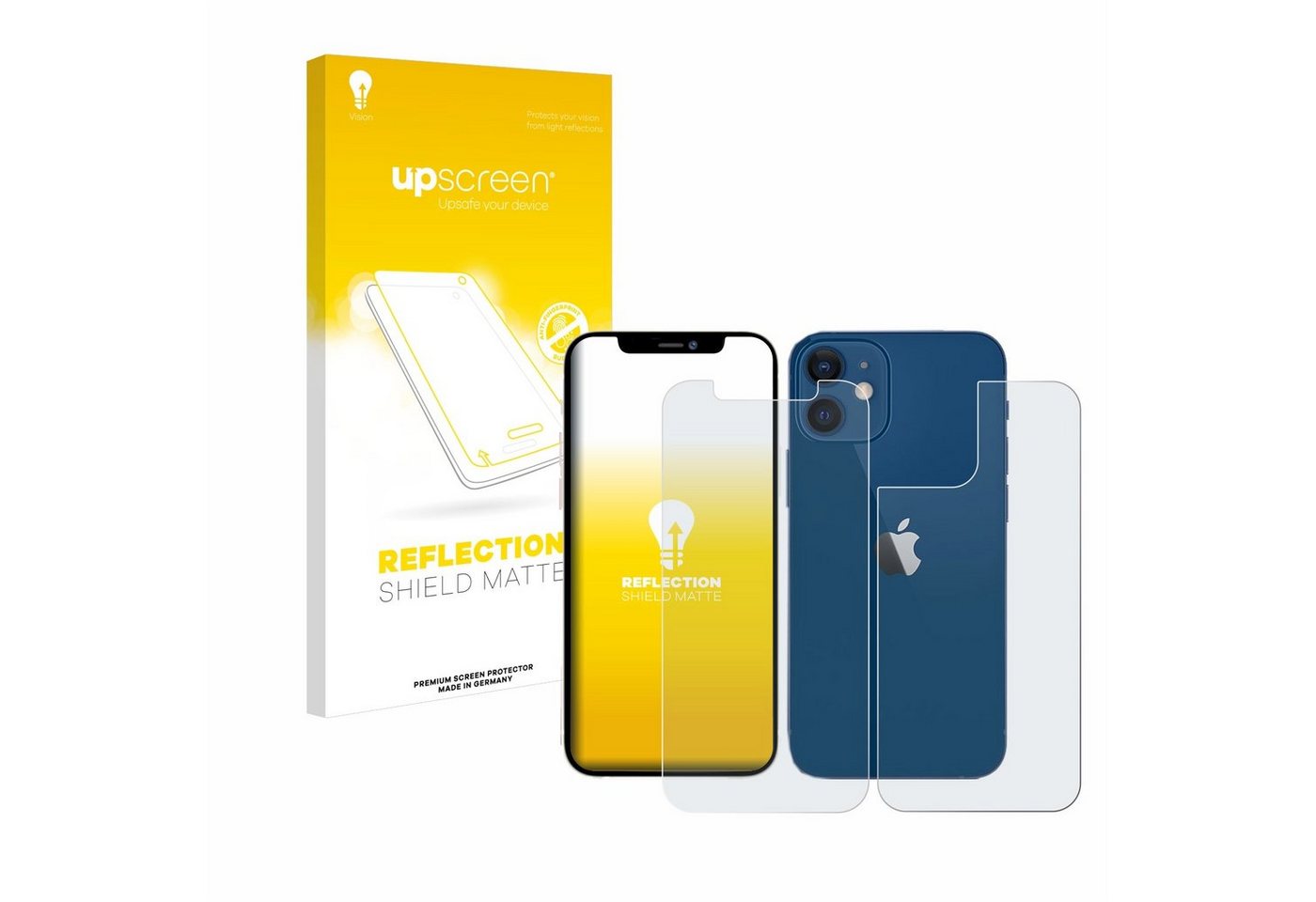 upscreen Displayschutzfolie Schutzfolie für Apple iPhone 12 (Display+Rückseite), Displayschutz Schutz Folie Matt Entspiegelungsfolie von upscreen
