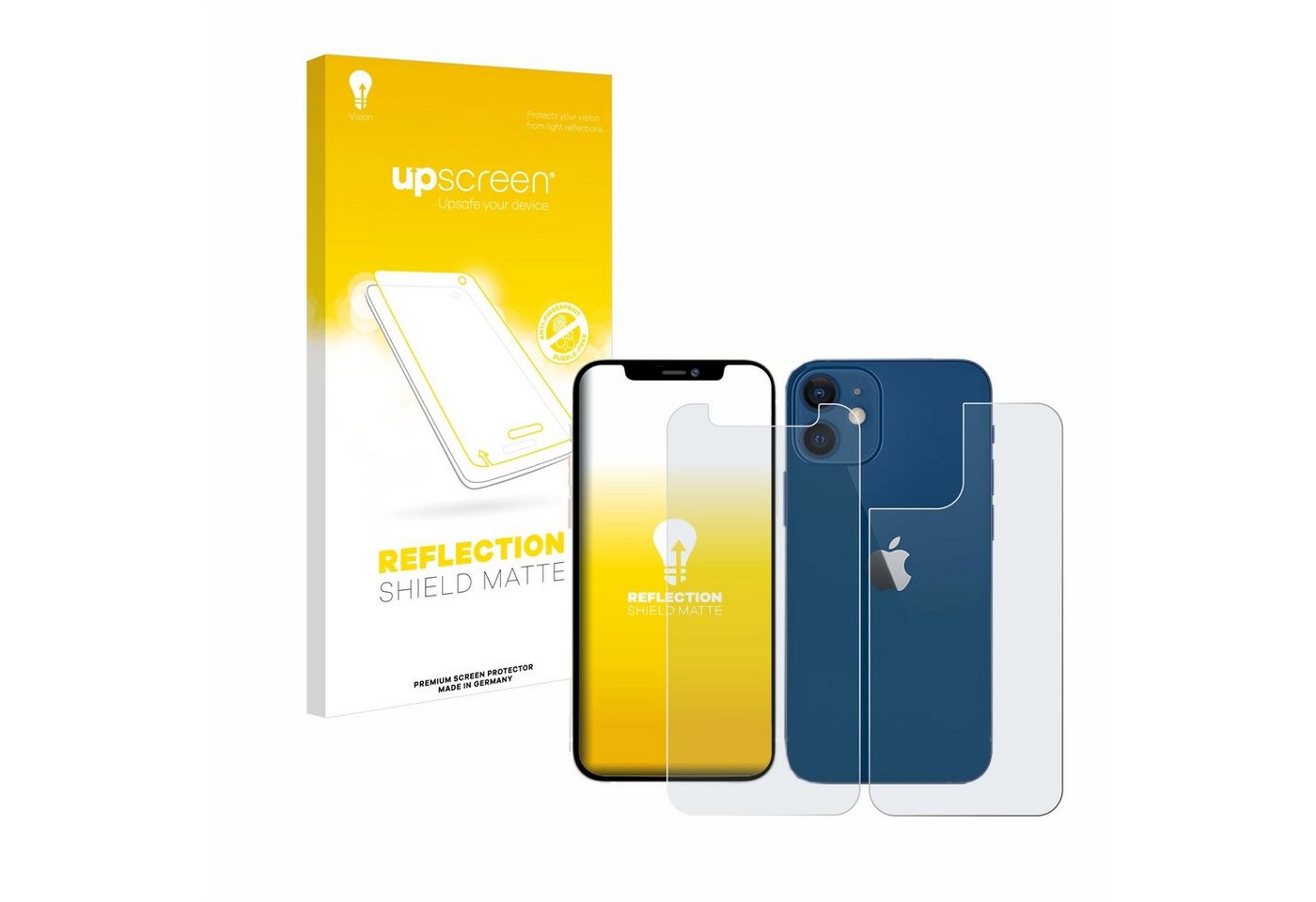 upscreen Schutzfolie für Apple iPhone 12 mini (Display+Rückseite), Displayschutzfolie, Folie matt entspiegelt Anti-Reflex von upscreen