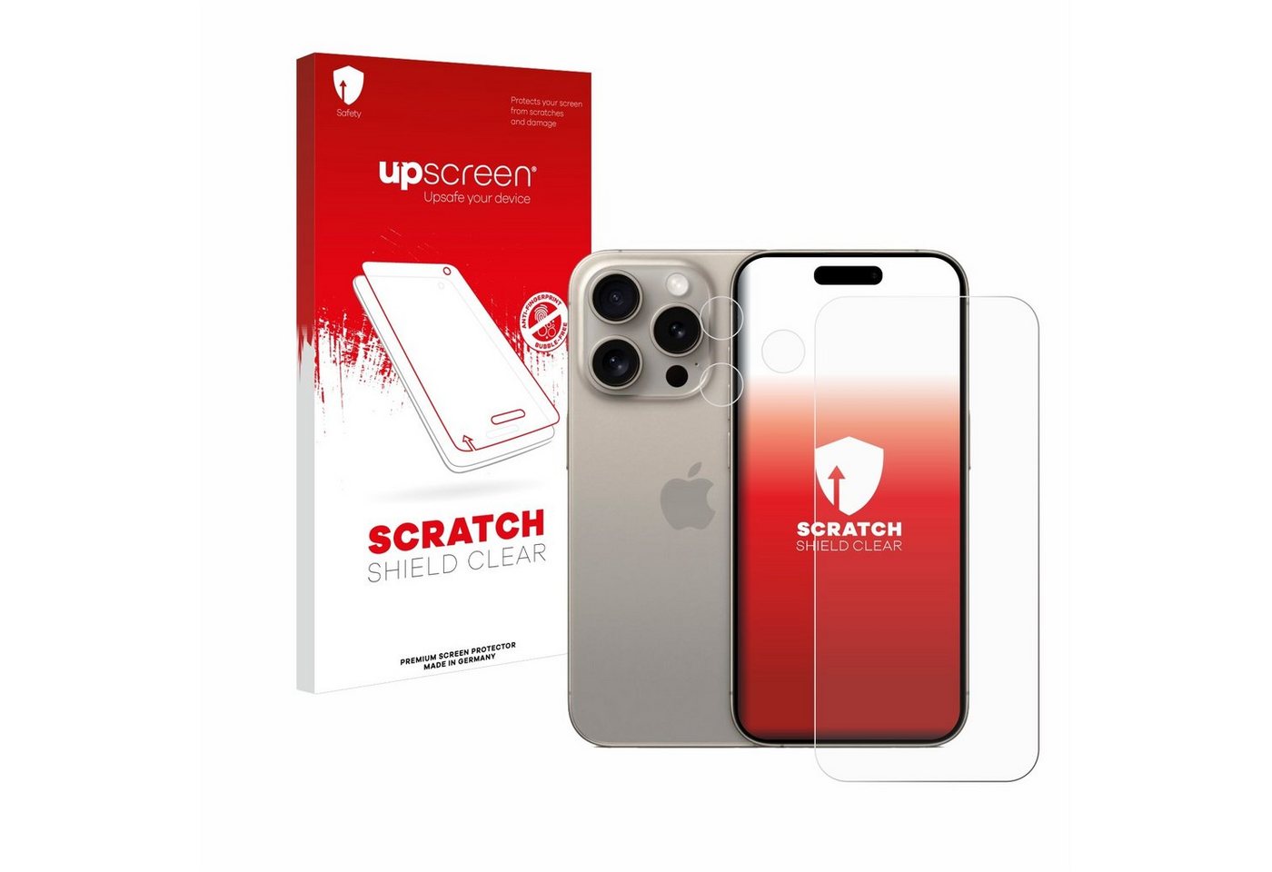 upscreen Displayschutzfolie Schutzfolie für Apple iPhone 15 Pro (Display+Kamera), Displayschutz Schutz Folie Klar Transparent von upscreen