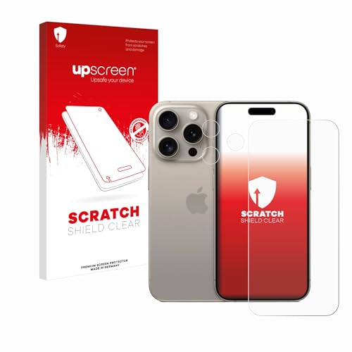 upscreen Schutzfolie für Apple iPhone 15 Pro (Display+Kamera) – Made in Germany, Kristall-klar, Kratzschutz, Anti-Fingerprint von upscreen
