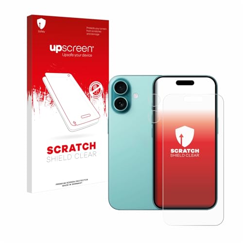 upscreen Schutzfolie für Apple iPhone 16 (Display+Kamera) – Kristall-klar, Kratzschutz, Anti-Fingerprint von upscreen