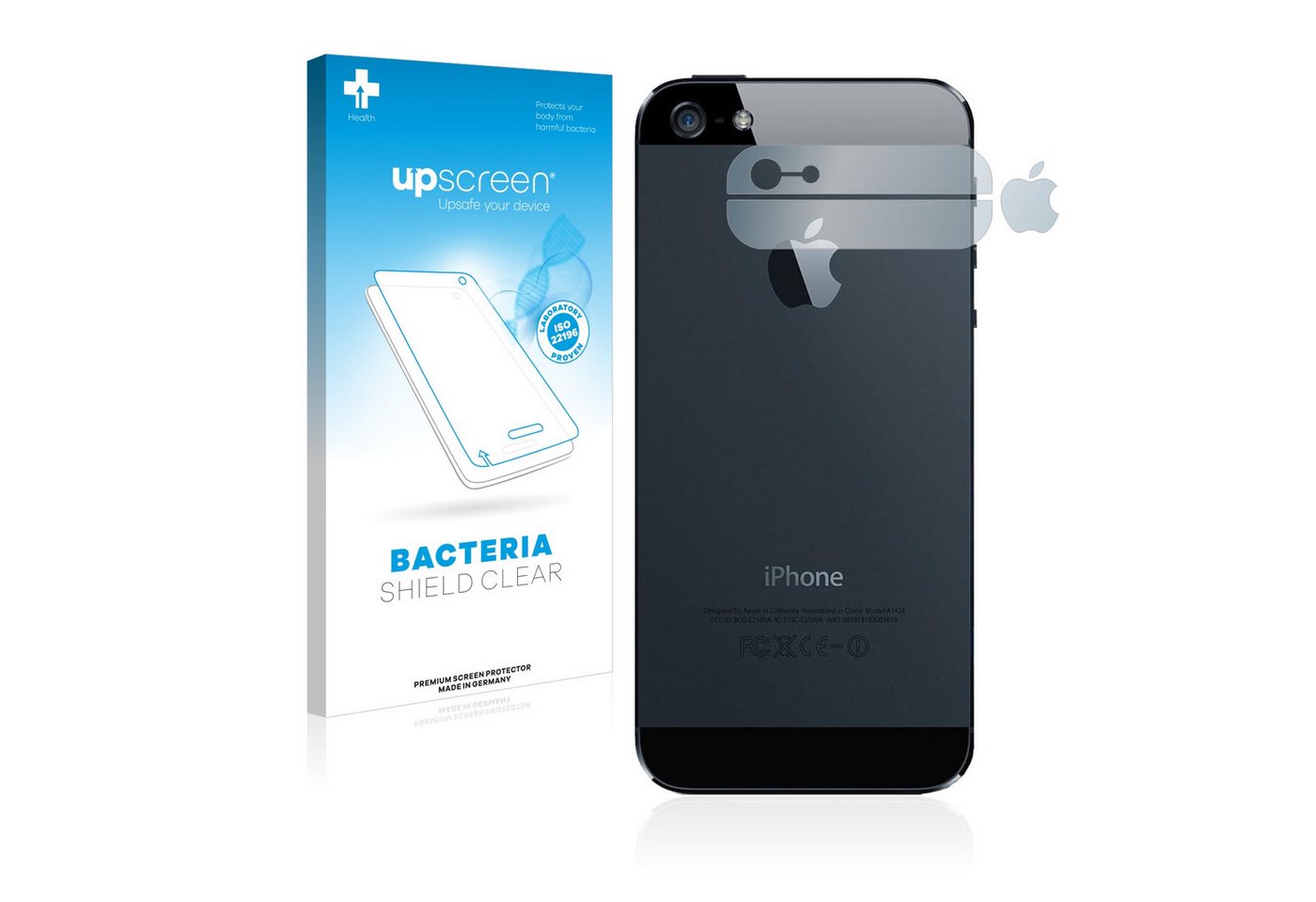 upscreen Schutzfolie für Apple iPhone 5 Rückseite (Glasflächen+Logo), Displayschutzfolie, Folie Premium klar antibakteriell von upscreen