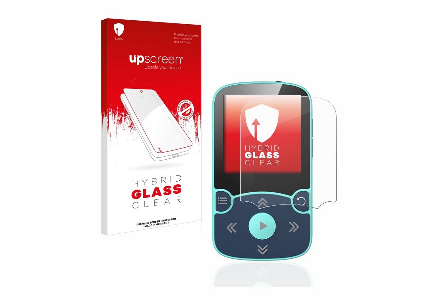 upscreen flexible Panzerglasfolie für AGPtek A65X MP3 Player with clip, Displayschutzglas, Schutzglas Glasfolie klar von upscreen
