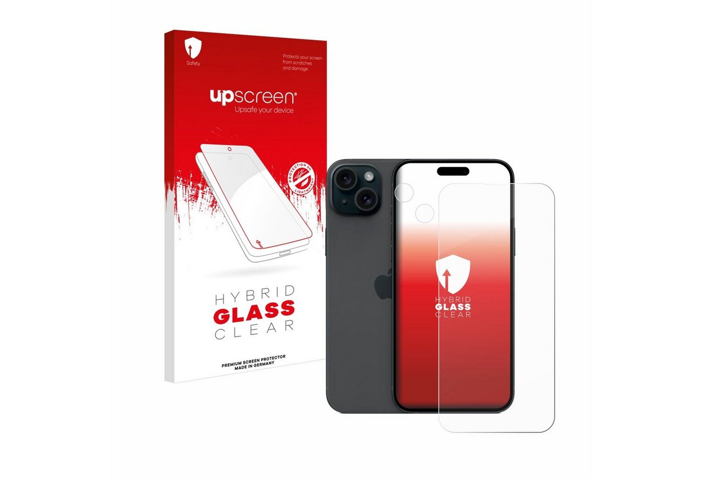 upscreen Displayschutzglas Schutzglas für Apple iPhone 15 Plus (Display+Kamera), Schutzfolie Display Schutz Glas Folie klar von upscreen