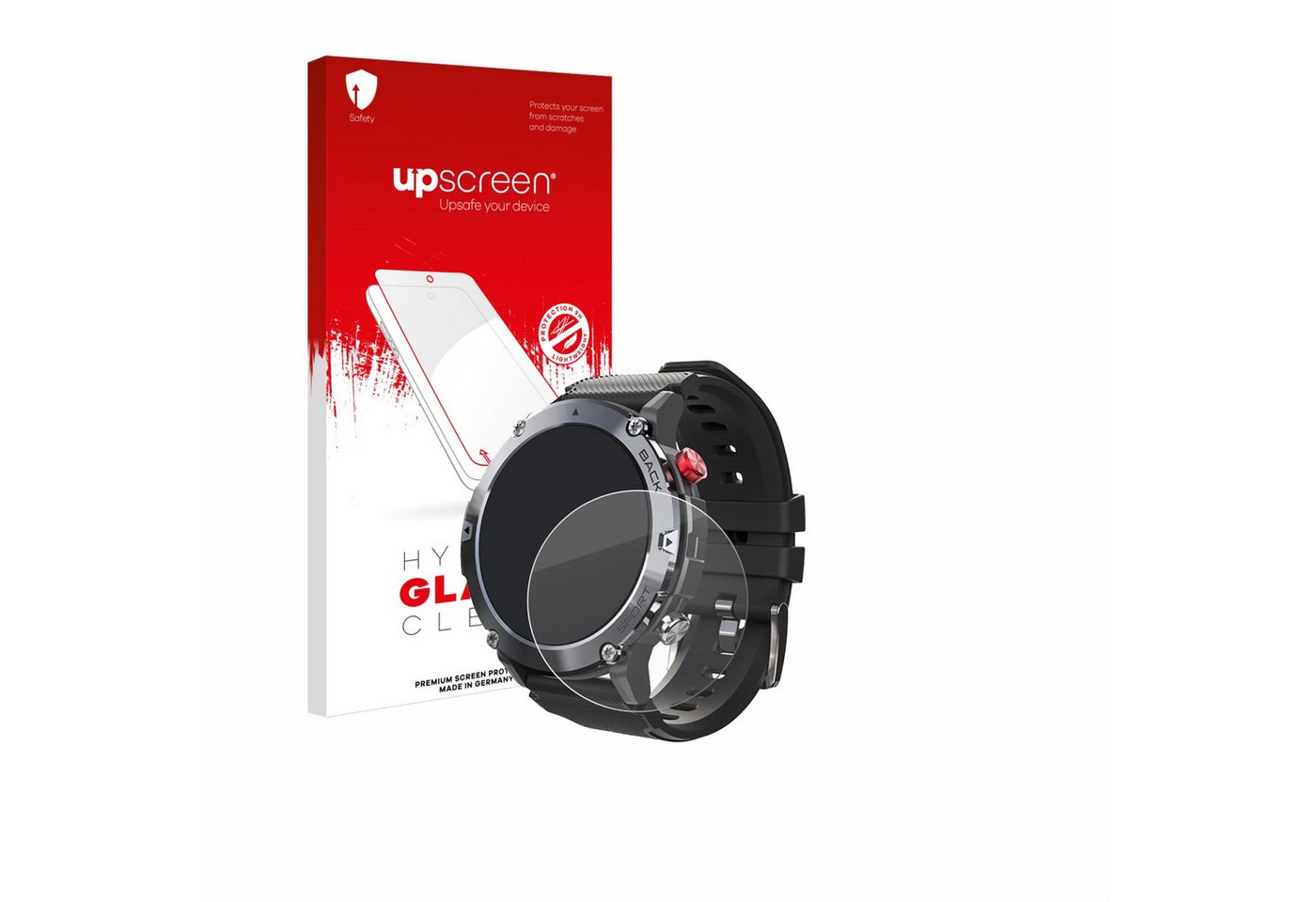 upscreen flexible Panzerglasfolie für Darmowade Smartwatch 1.32, Displayschutzglas, Schutzglas Glasfolie klar" von upscreen