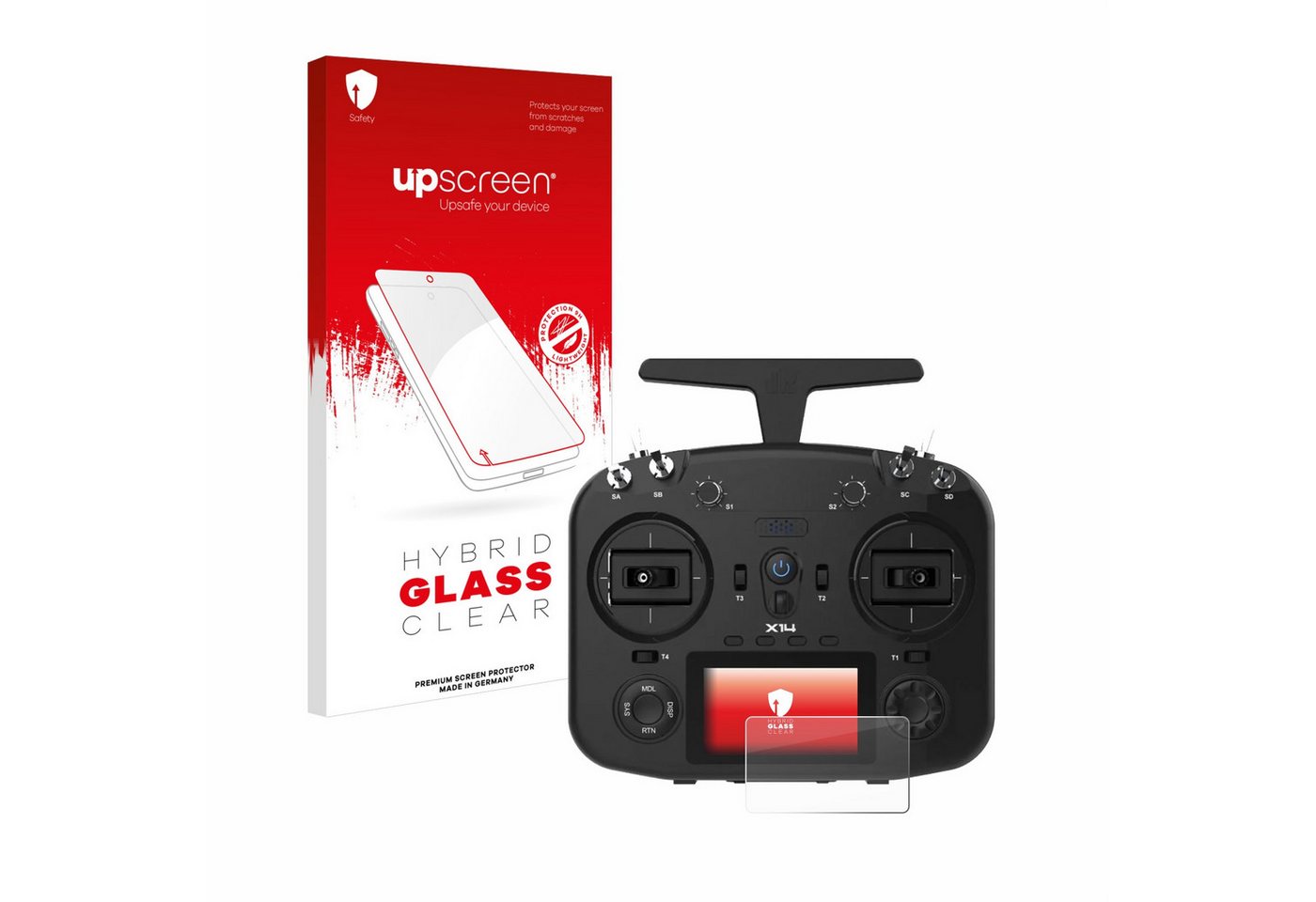 upscreen flexible Panzerglasfolie für FrSky TWIN X14, Displayschutzglas, Schutzglas Glasfolie klar von upscreen