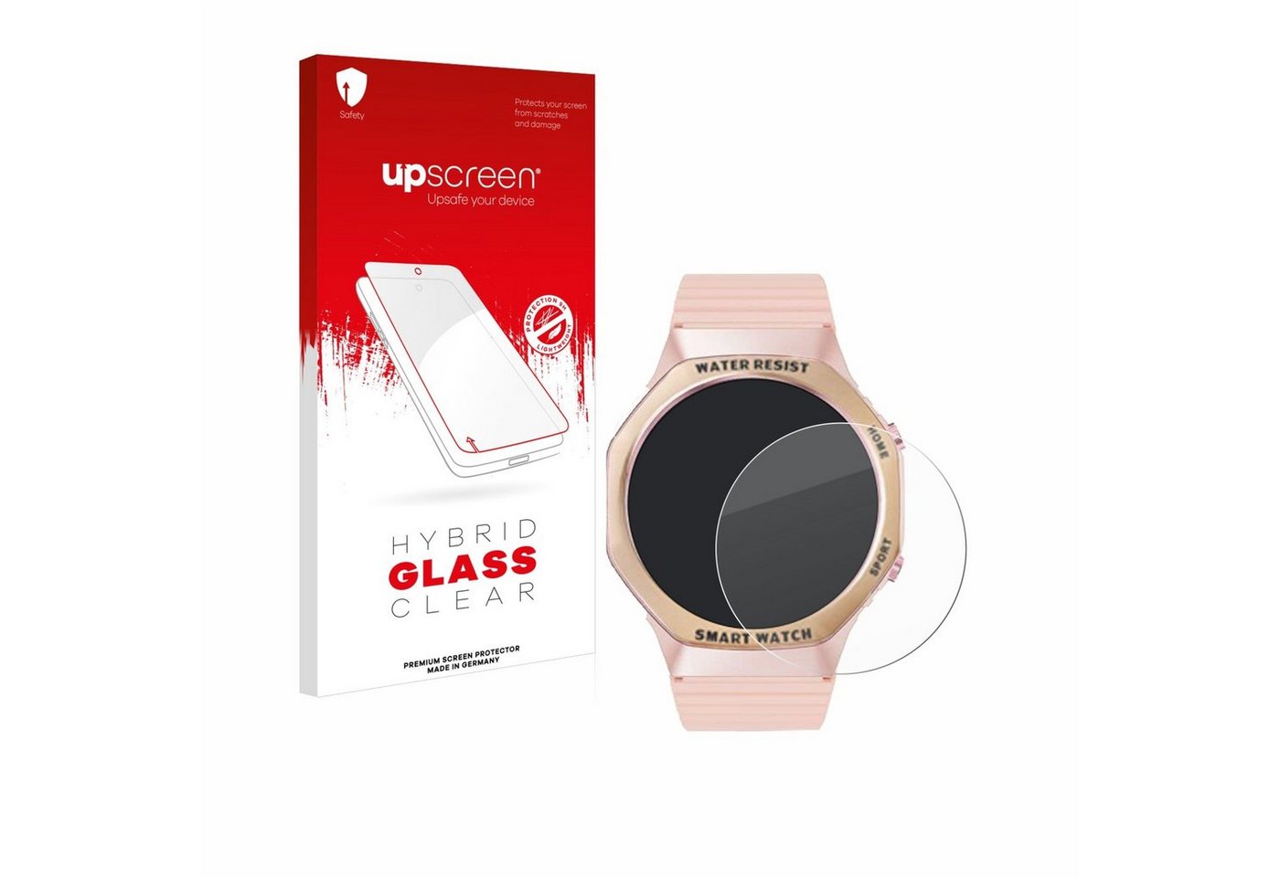 upscreen flexible Panzerglasfolie für Mutoy Smartwatch 1.32 (rund), Displayschutzglas, Schutzglas Glasfolie klar" von upscreen