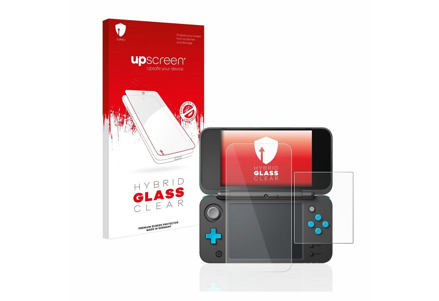 upscreen flexible Panzerglasfolie für New Nintendo 2DS XL, Displayschutzglas, Schutzglas Glasfolie klar von upscreen