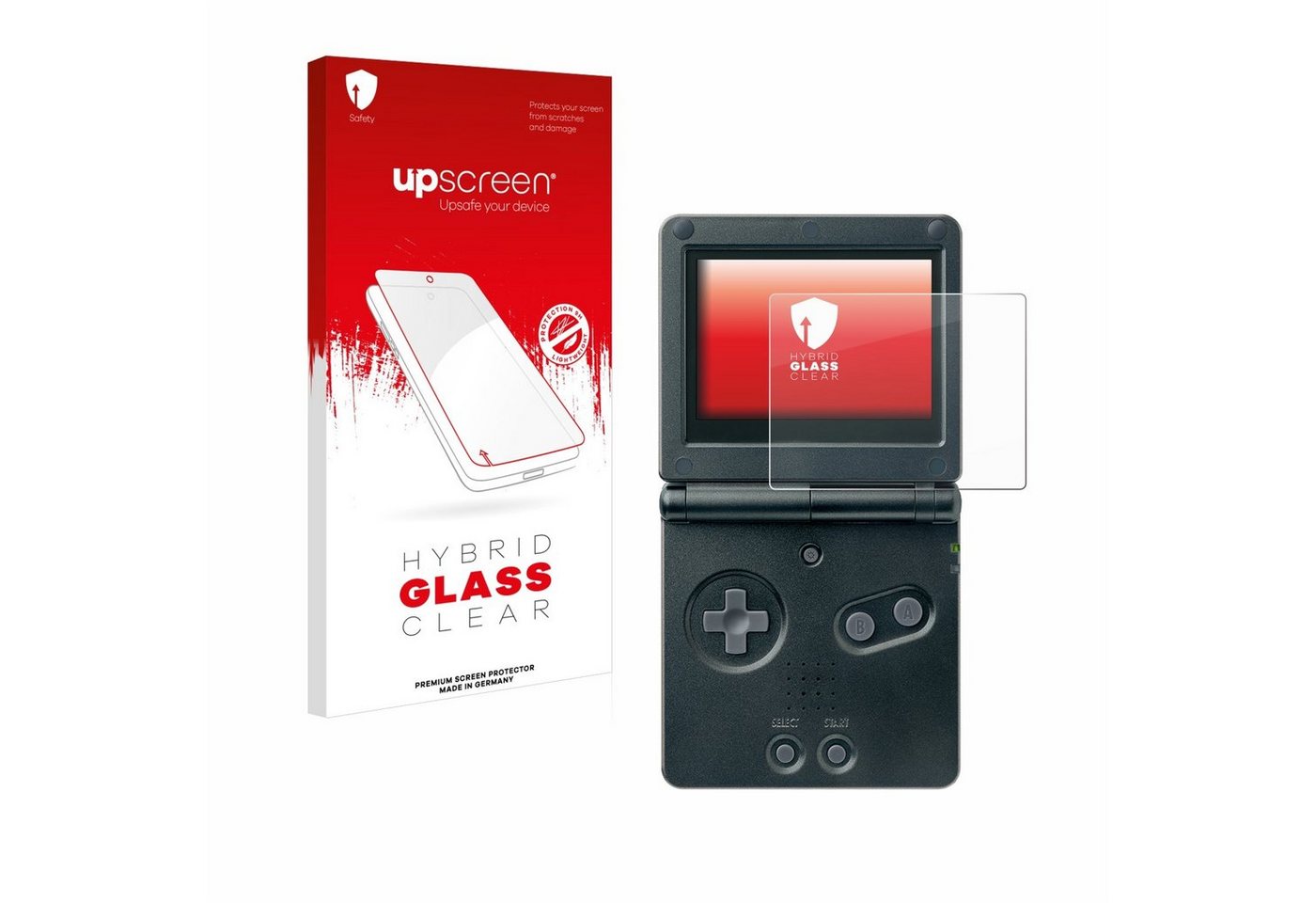 upscreen flexible Panzerglasfolie für Nintendo Gameboy Advance GBA SP, Displayschutzglas, Schutzglas Glasfolie klar von upscreen