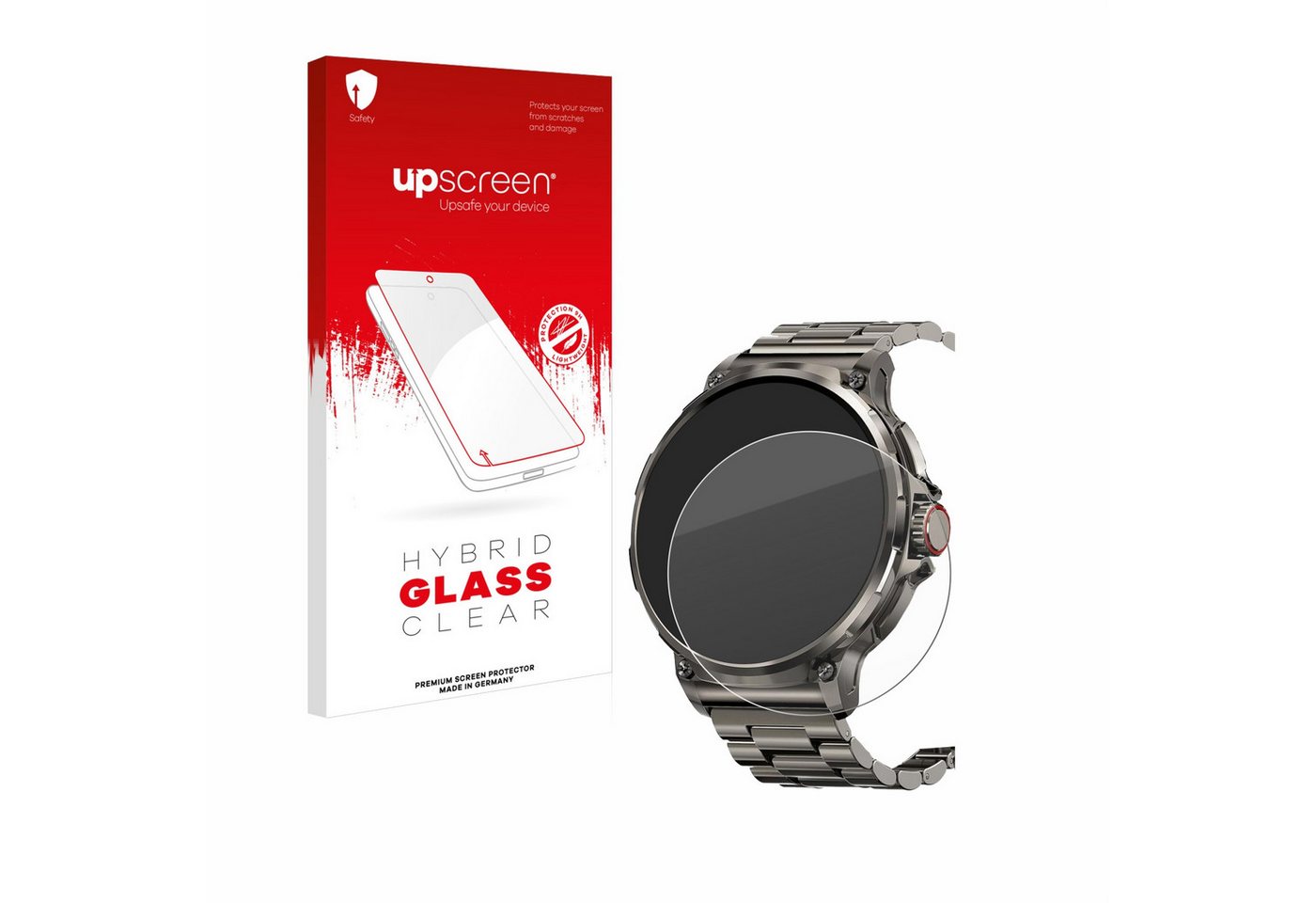 upscreen flexible Panzerglasfolie für Tesofit Smartwatch 1.85 (rund), Displayschutzglas, Schutzglas Glasfolie klar" von upscreen
