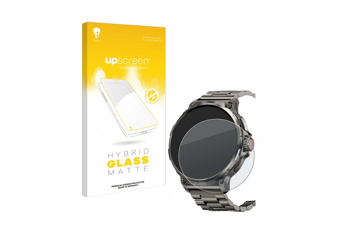 upscreen flexible Panzerglasfolie für Tesofit Smartwatch 1.85 (rund), Displayschutzglas, Schutzglas Glasfolie matt entspiegelt" von upscreen