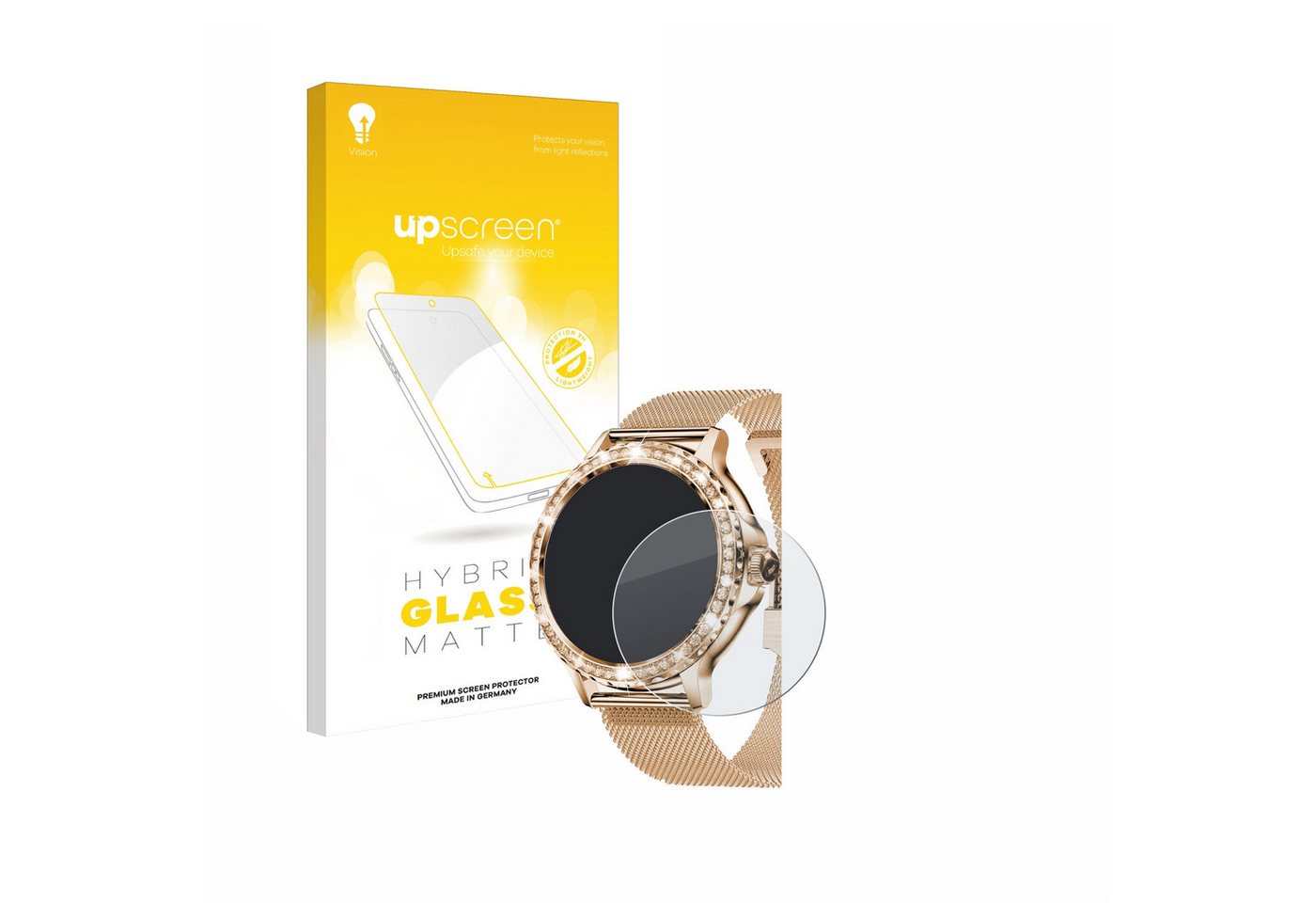 upscreen flexible Panzerglasfolie für walkbee Smartwatch 1.3 (rund), Displayschutzglas, Schutzglas Glasfolie matt entspiegelt" von upscreen